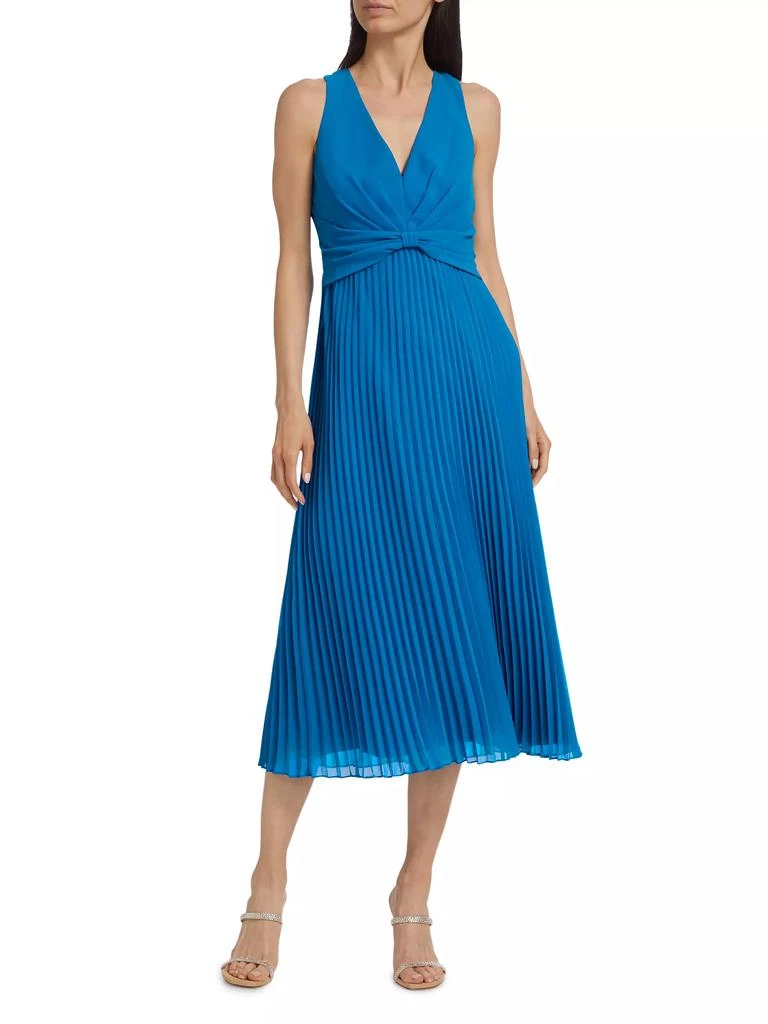 商品Badgley Mischka|Sunburst Pleated Bow-Waist Midi-Dress,价格¥3298,第2张图片详细描述