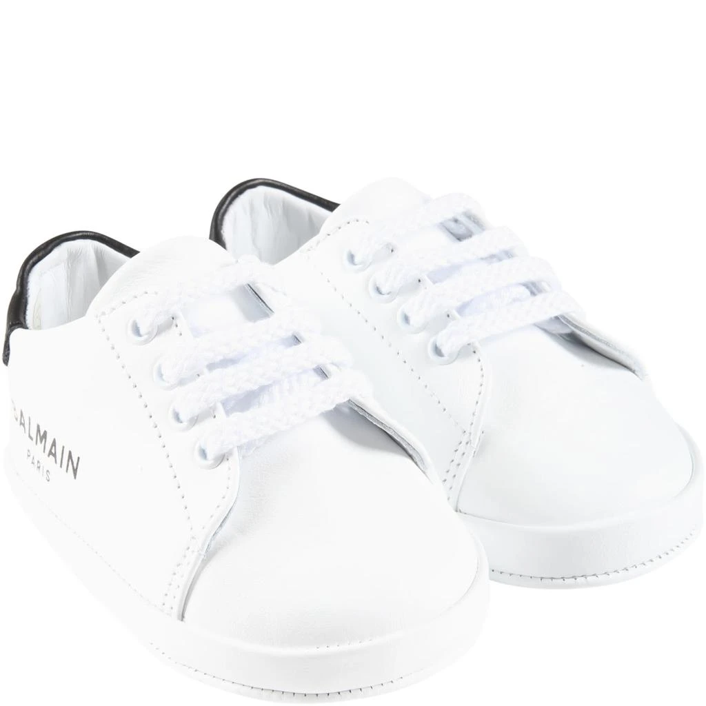 商品Balmain|Balmain White Sneakers For Babies With Black Logo,价格¥1612,第3张图片详细描述