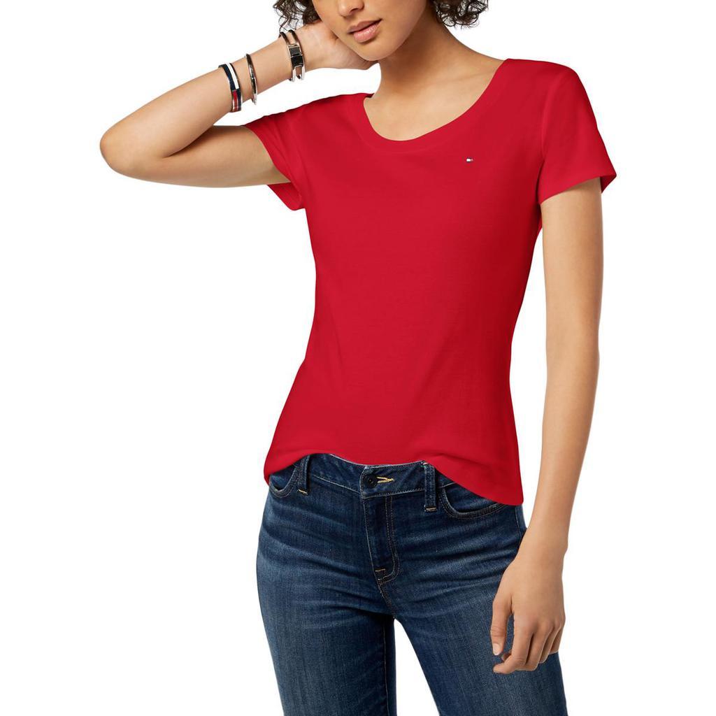 商品Tommy Hilfiger|Tommy Hilfiger Womens Crew Neck Short Sleeves T-Shirt,价格¥96,第3张图片详细描述