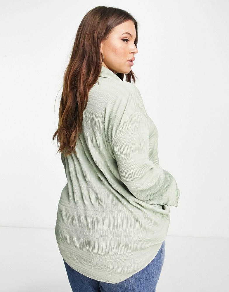 商品ASOS|ASOS DESIGN Curve oversized plisse shirt in khaki,价格¥304,第2张图片详细描述