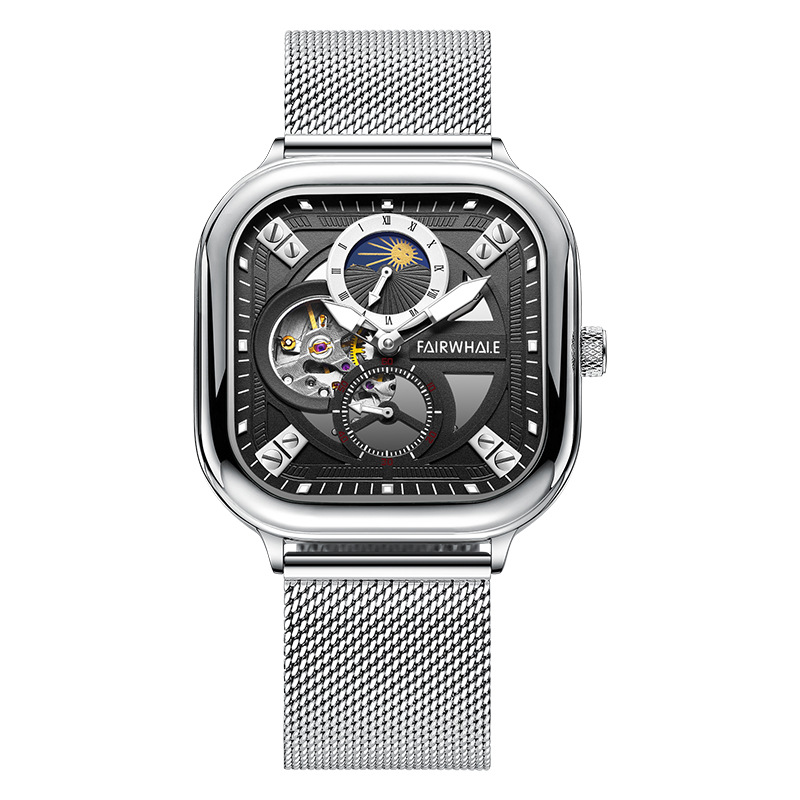 马克华菲手表潮流时尚方形表盘运动防水夜光全自动机械手表商品第7张图片规格展示