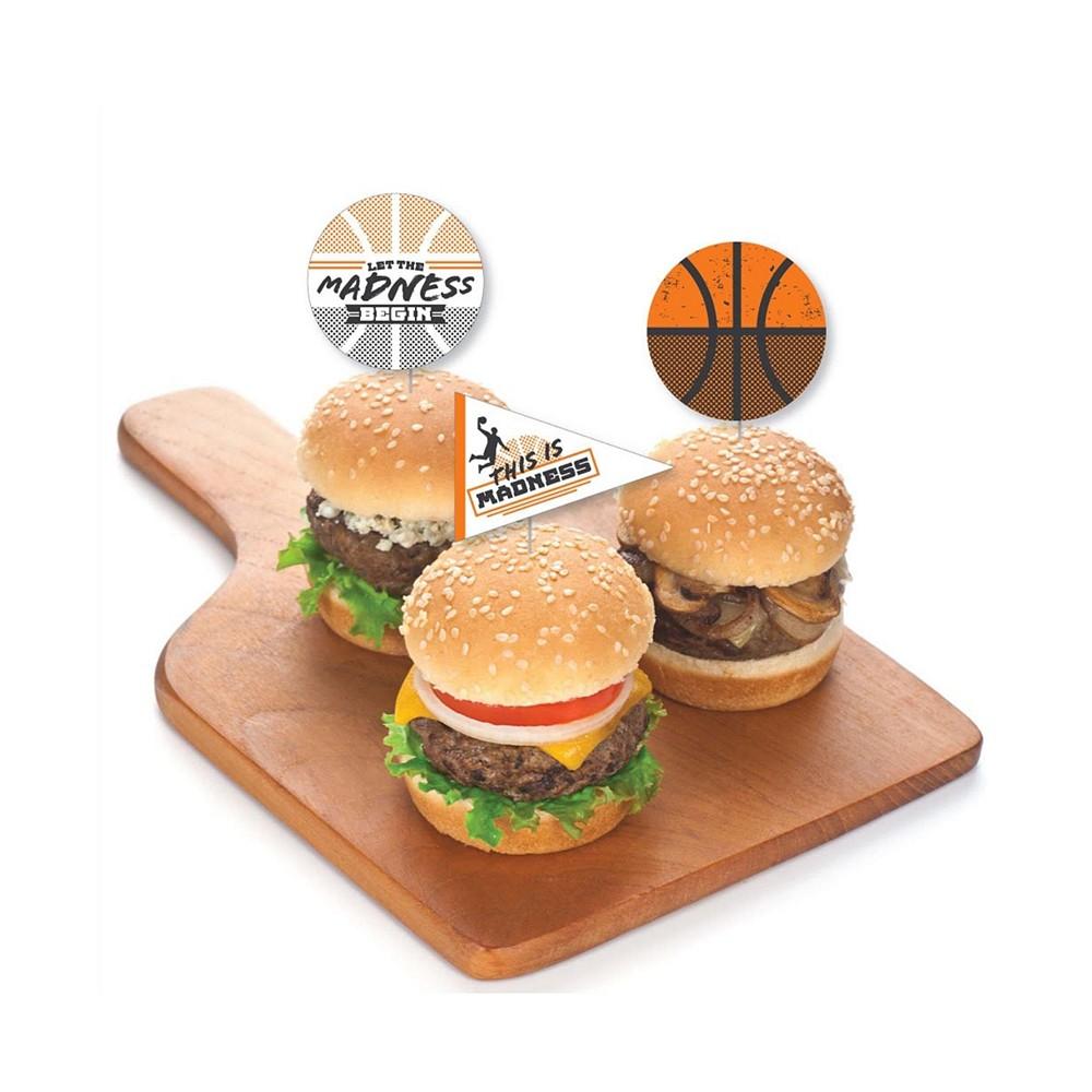Basketball - Let the Madness Begin - Dessert Cupcake Toppers - College Basketball Party Clear Treat Picks - Set of 24商品第3张图片规格展示