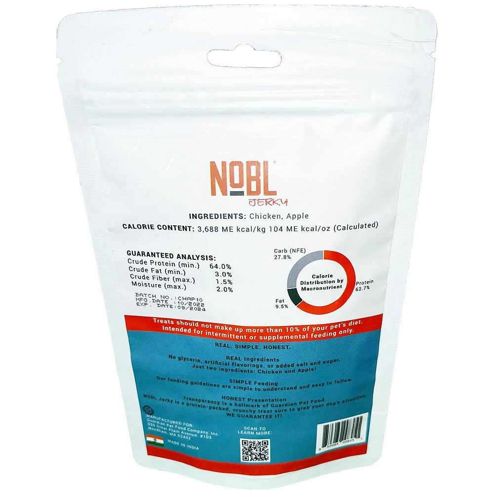 商品NOBL Foods|NOBL Jerky 100% Natural Air-Dried For Dogs - Chicken & Apple Recipe (1.76 oz),价格¥49,第2张图片详细描述