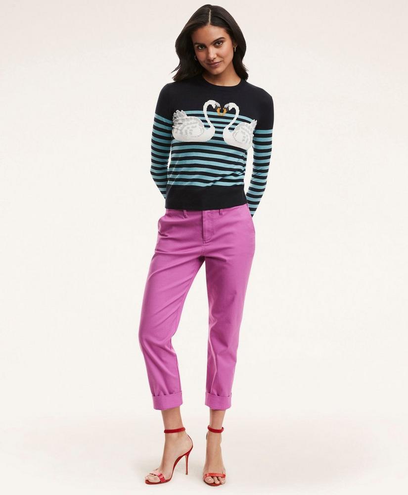 Silk Cotton Mariner Striped Swan Sweater商品第2张图片规格展示