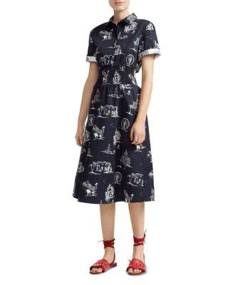 商品Maje|Romila Smocked Printed Midi Dress,价格¥1539,第1张图片