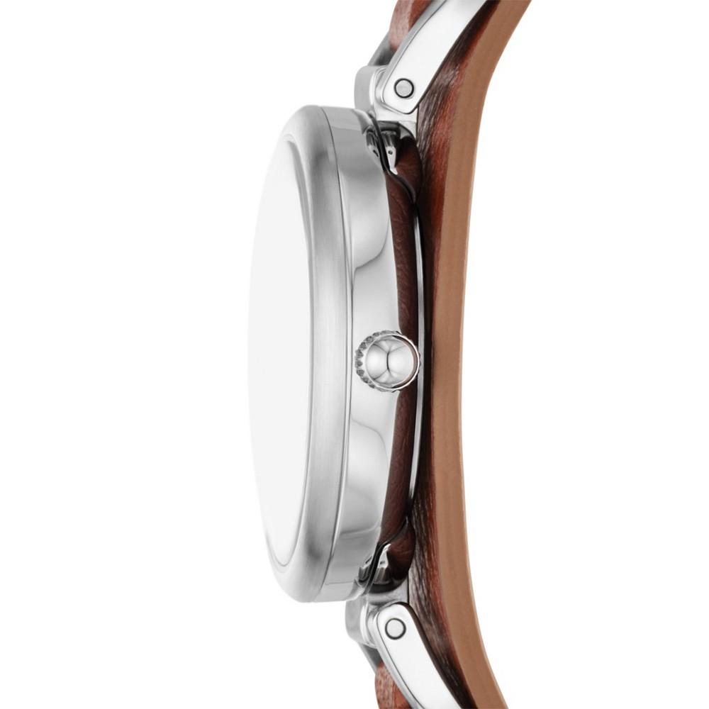 Women's Carlie Mini Three Hand, Brown Leather Strap Watch商品第3张图片规格展示