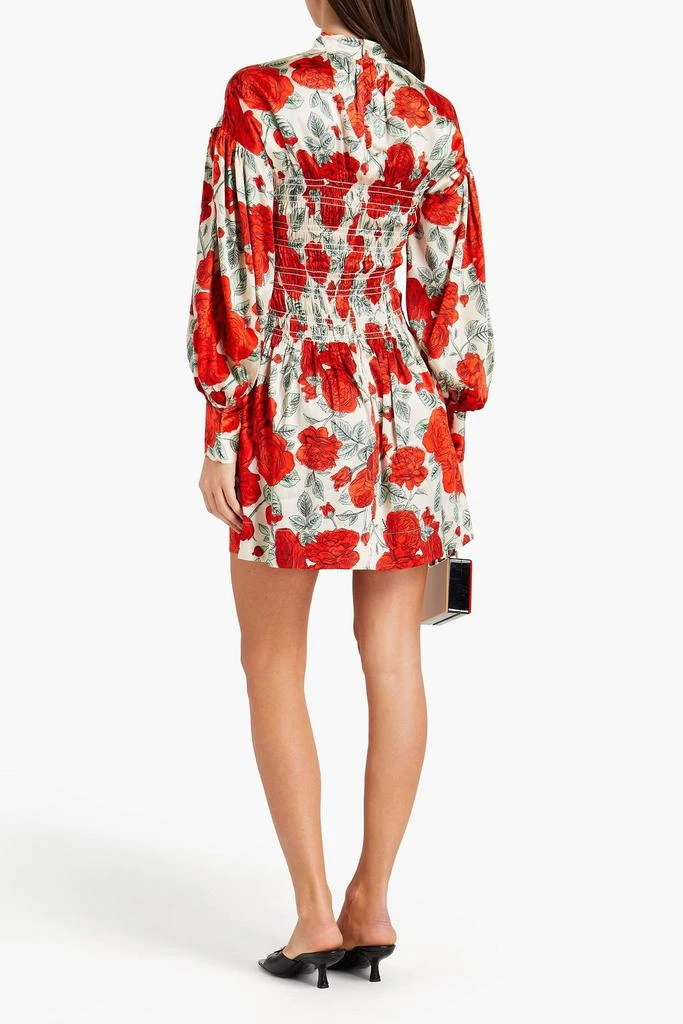 商品Ganni|Shirred floral-print stretch-silk satin mini dress,价格¥1665,第3张图片详细描述