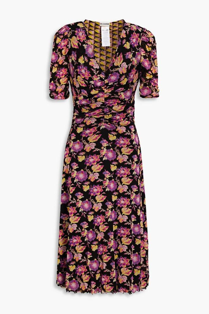 商品Diane von Furstenberg|Koren ruched floral-print stretch-mesh midi dress,价格¥1730,第1张图片