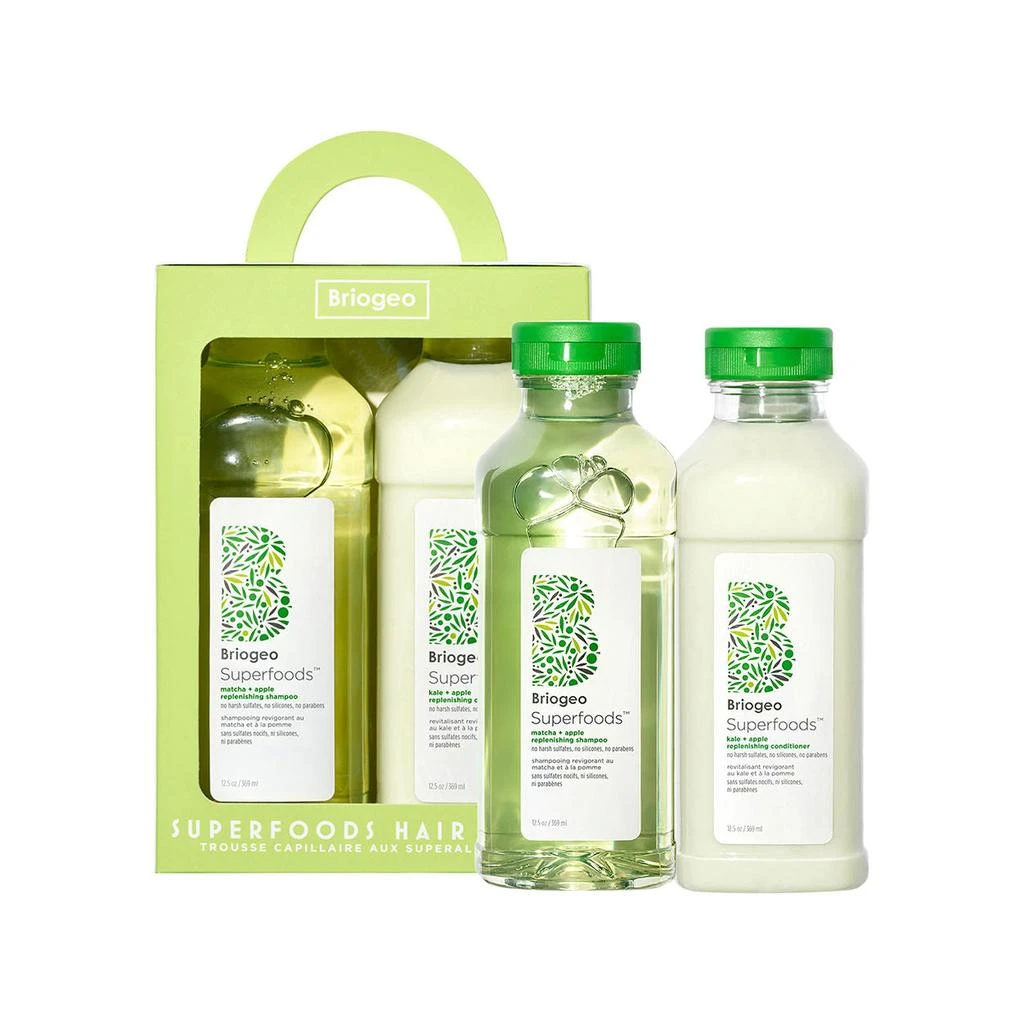 商品Briogeo|Superfoods Kale, Apple, Matcha and Apple Replenishing Shampoo and Conditioner Duo,价格¥392,第1张图片