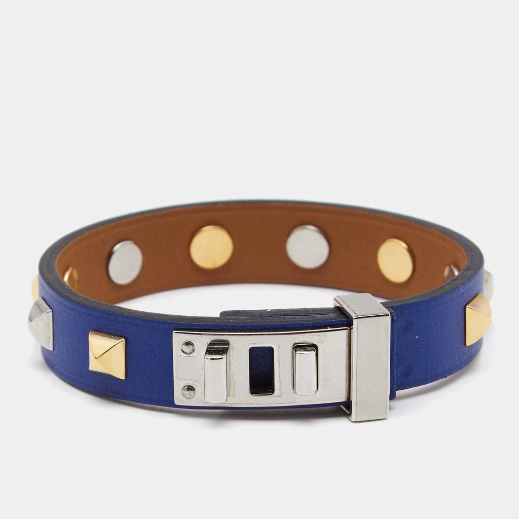 商品[二手商品] Hermes|Hermes Mini Dog Clous Carres Purple Leather Two Tone Studded  Bracelet,价格¥3098,第1张图片