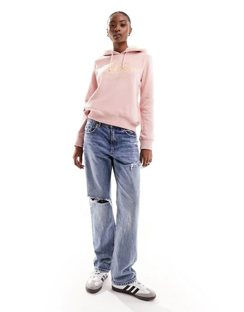商品Superdry|Superdry luxe metallic logo hoodie in Vintage Blush Pink,价格¥408,第4张图片详细描述