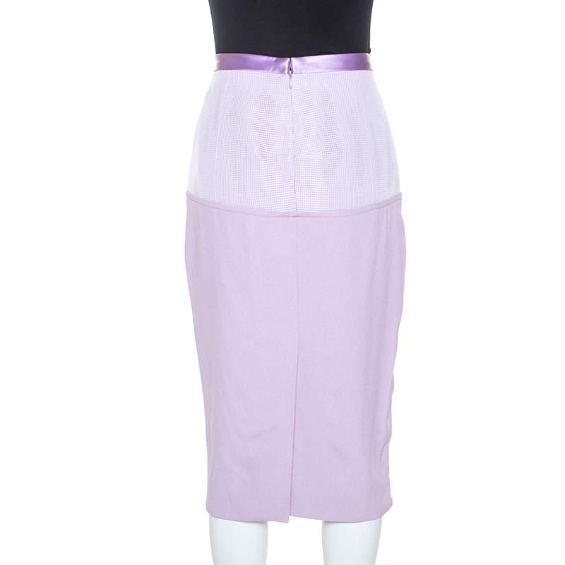 Prabal Gurung Lilac Crepe Mesh Detail Pencil Skirt M商品第3张图片规格展示