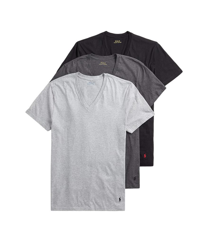 商品Ralph Lauren|Slim Fit Undershirt w/ Wicking 3-Pack V-Necks,价格¥219,第1张图片