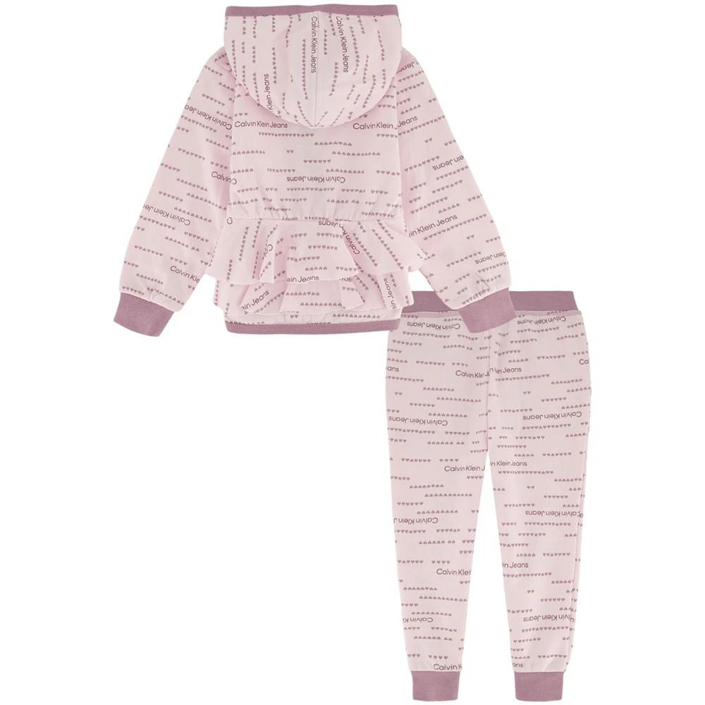 商品Calvin Klein|Little Girls Logo-Print Brushed Fleece Hoodie and Joggers Set, 2 Piece,价格¥437,第2张图片详细描述