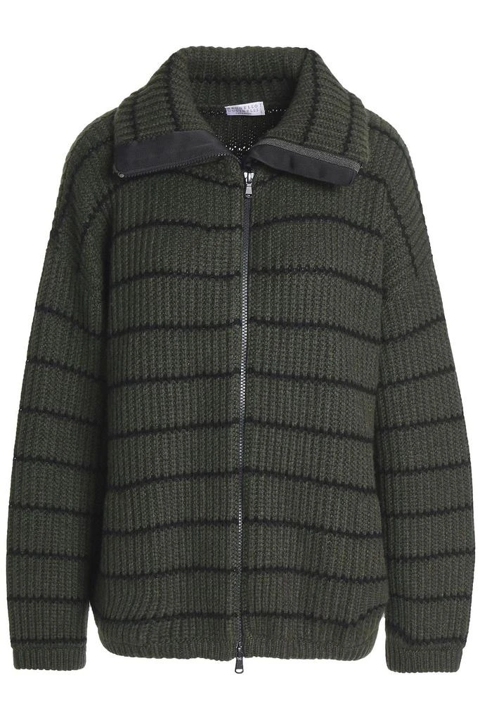 商品Brunello Cucinelli|Bead-embellished striped cashmere cardigan,价格¥11268,第3张图片详细描述