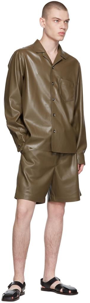 Khaki Meno Vegan Leather Shirt商品第4张图片规格展示