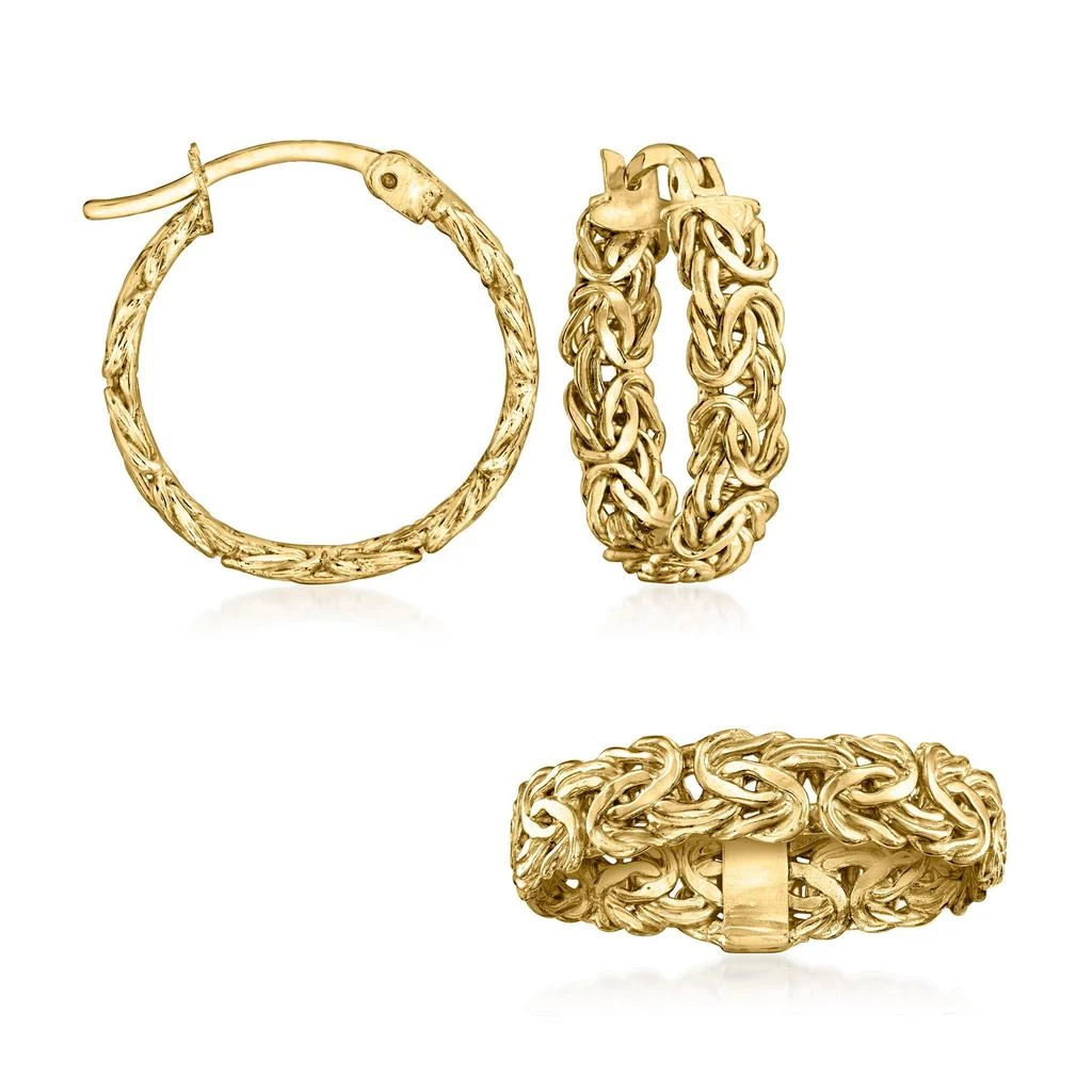 商品Ross-Simons|18kt Gold Over Sterling Byzantine Jewelry Set: Hoop Earrings and Ring,价格¥823,第1张图片