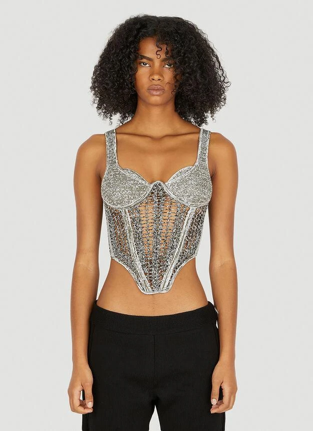 商品Dion Lee|Crochet Corset Top in Grey,价格¥3229,第1张图片