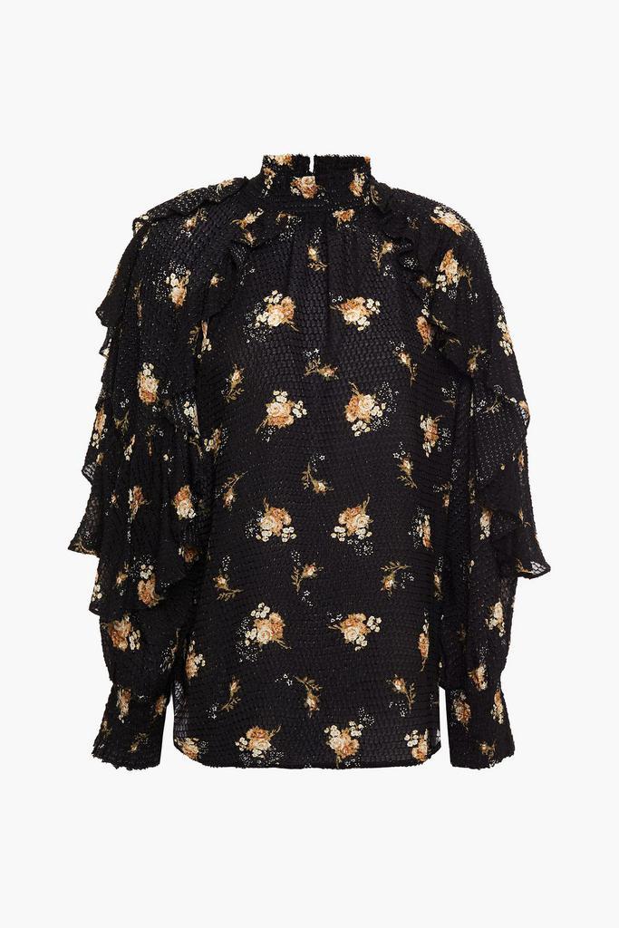 商品Maje|Ruffled floral-print fil coupé woven blouse,价格¥1017,第5张图片详细描述
