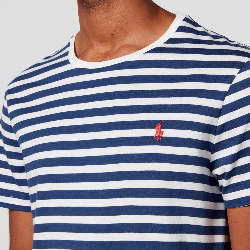 商品Ralph Lauren|Polo Ralph Lauren Men's Custom Slim Fit Jersey Striped T-Shirt - Light Navy/White,价格¥612,第6张图片详细描述