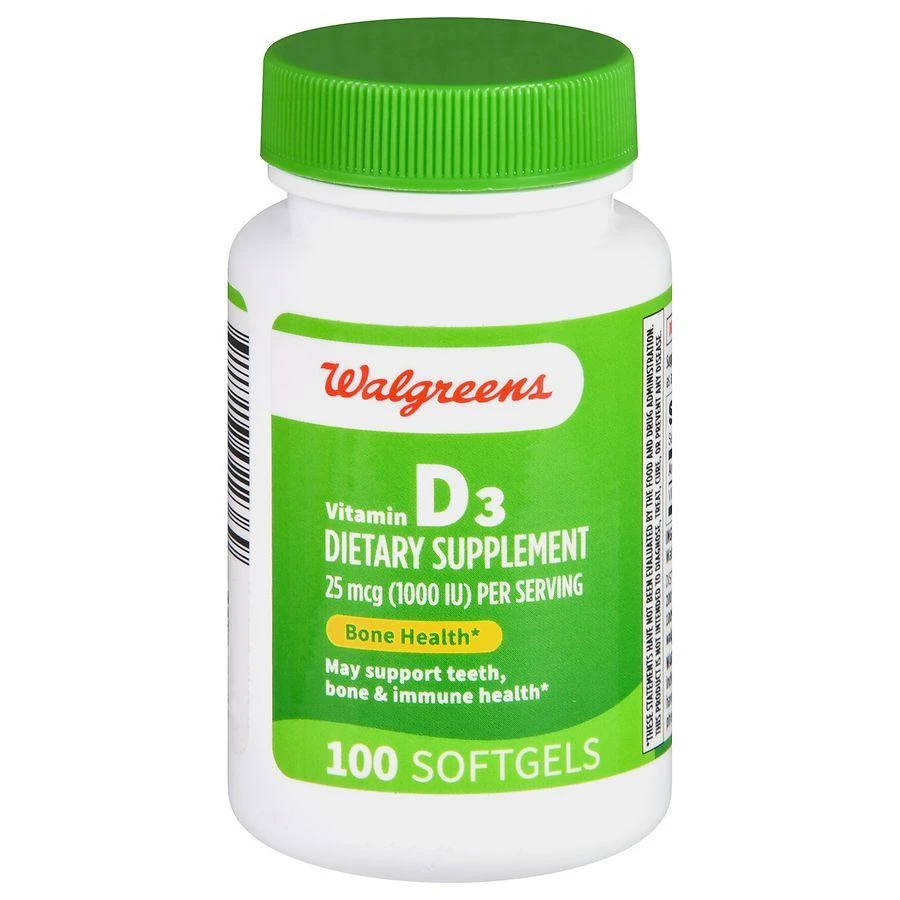 商品Walgreens|Vitamin D3 25 mcg Softgels (100 days),价格¥76,第1张图片