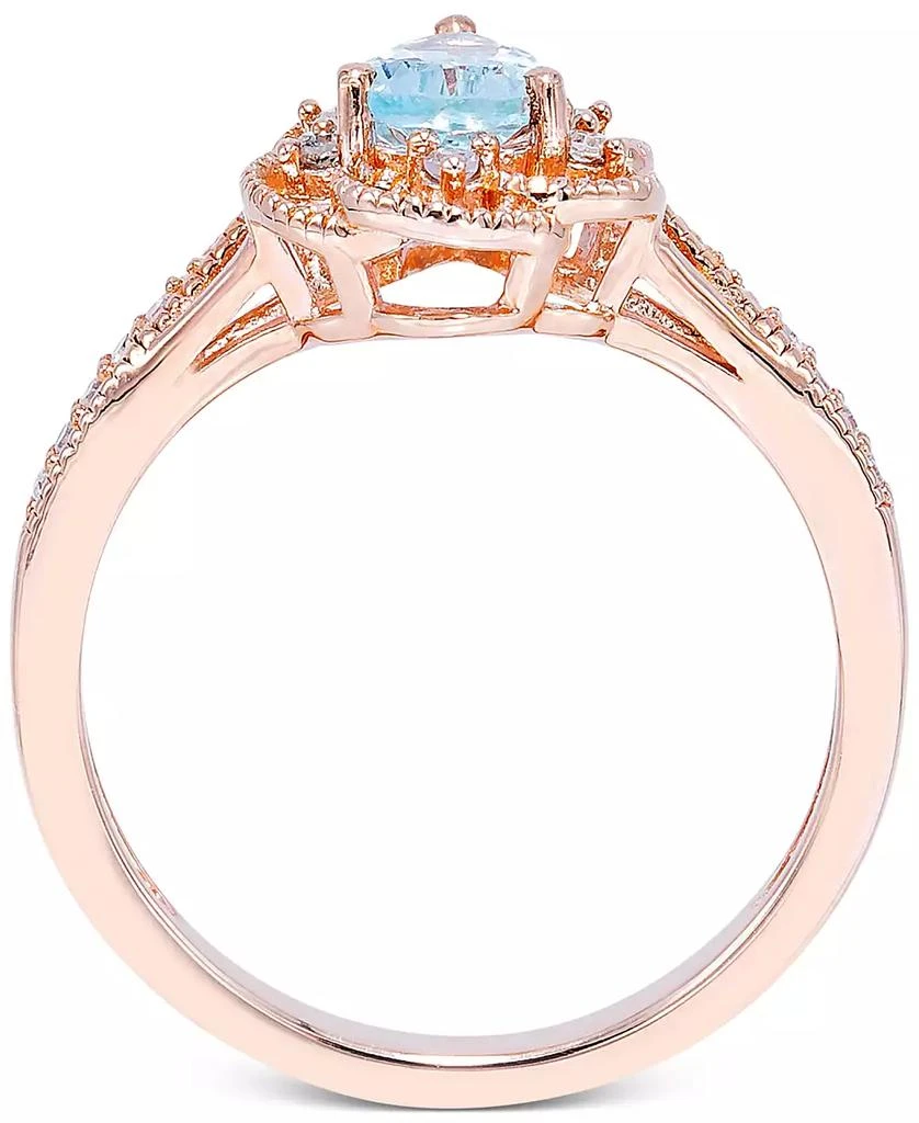 商品Macy's|Aquamarine (1/2 ct. t.w.) & Diamond (1/10 ct. t.w.) Ring in 14k Rose Gold,价格¥6027,第3张图片详细描述
