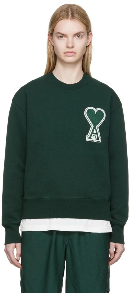 商品AMI|SSENSE Exclusive Green Organic Cotton Sweatshirt,价格¥1034,第1张图片