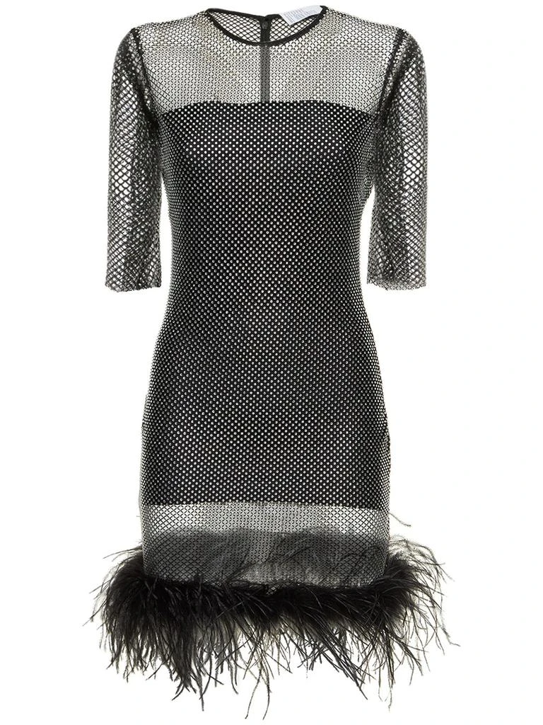 商品GIUSEPPE DI MORABITO|Embroidered Mesh Mini Dress W/ Feathers,价格¥4263,第1张图片