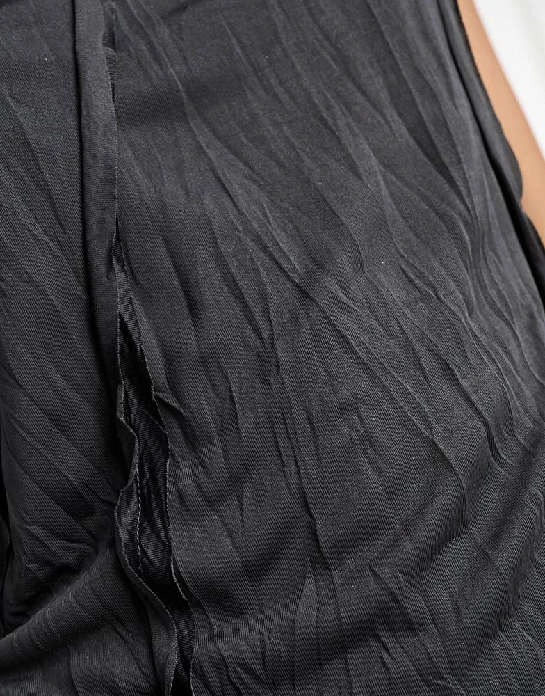 商品ASOS|ASOS DESIGN cap sleeve crinkle baby t-shirt in charcoal,价格¥92,第3张图片详细描述