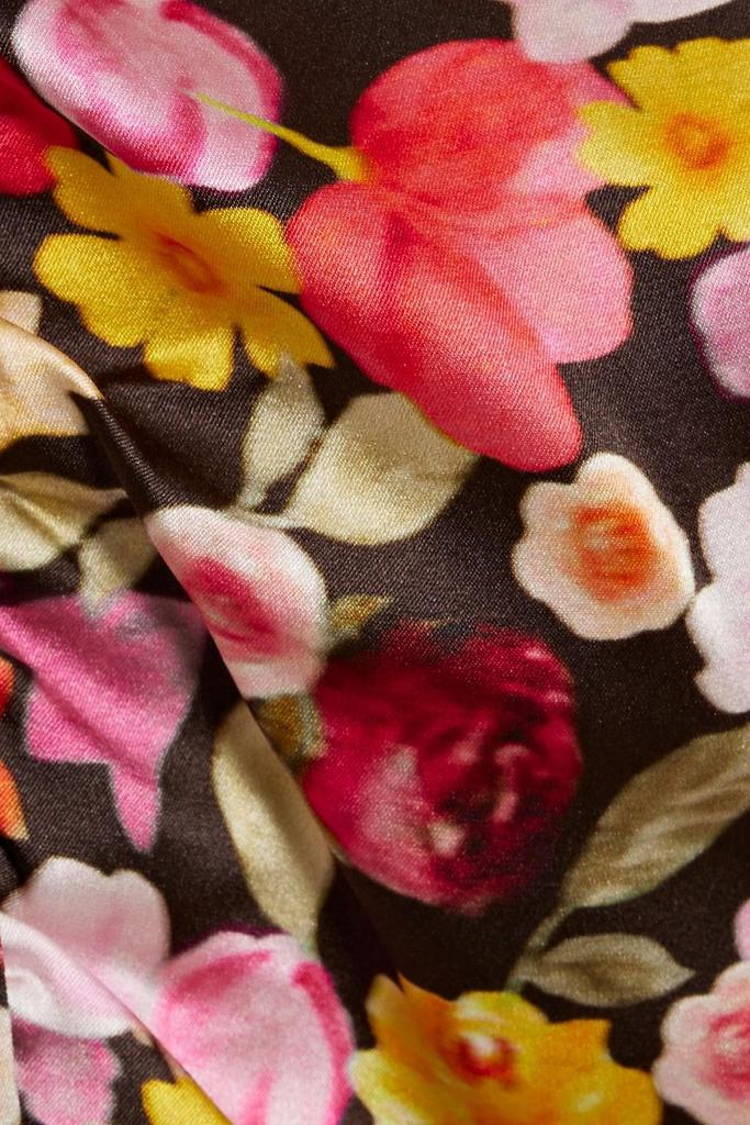 Ruched floral-print organic silk-satin mini shirt dress商品第4张图片规格展示