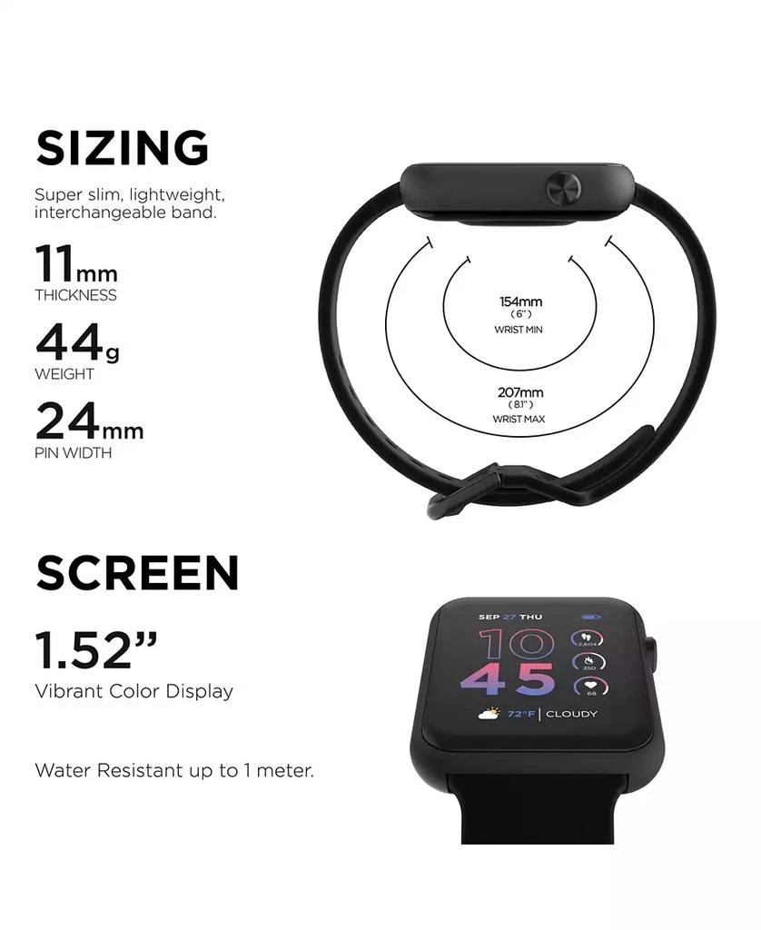 商品iTouch|Air 4 Unisex Black Silicone Strap Smartwatch,价格¥300,第2张图片详细描述