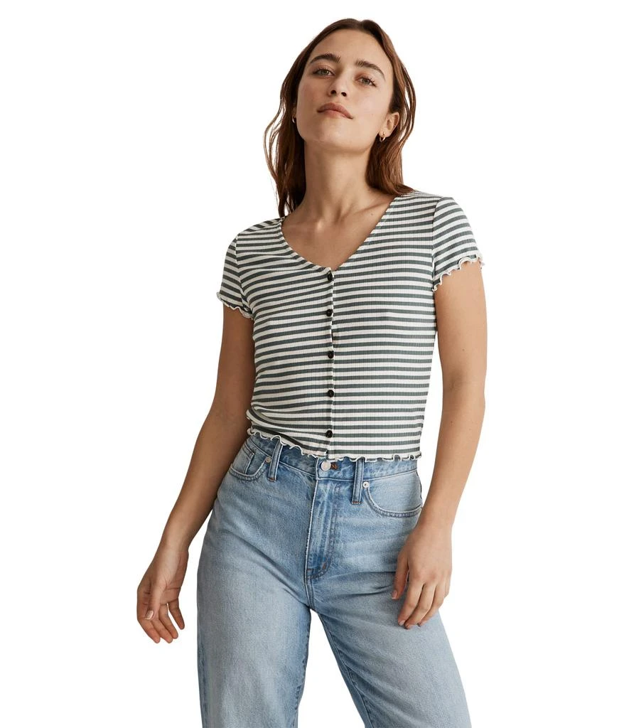 商品Madewell|Maya V-Neck Button Front Tee,价格¥305,第1张图片