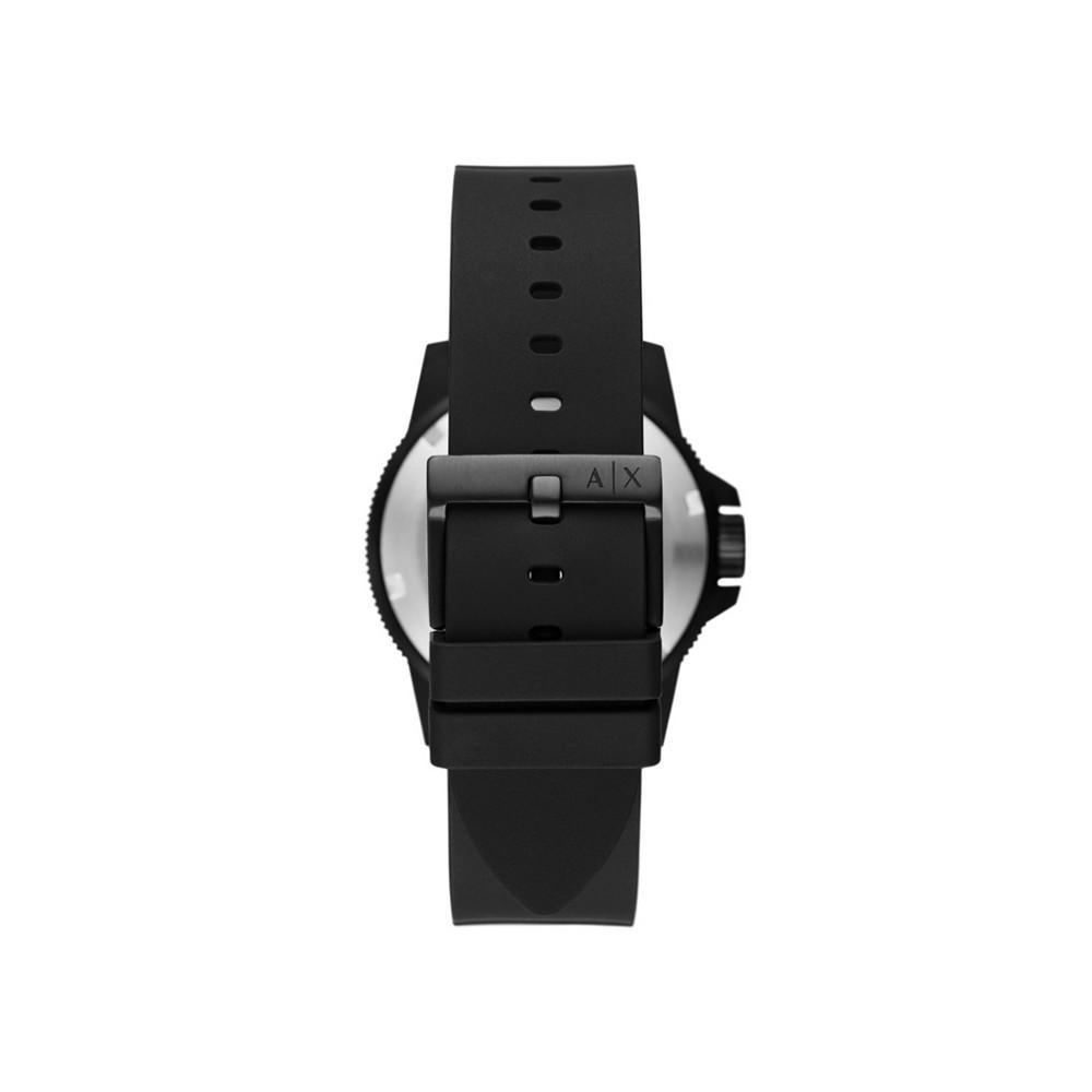 商品Armani Exchange|Men's Three-Hand Black Silicone Strap Watch 42mm,价格¥927,第5张图片详细描述