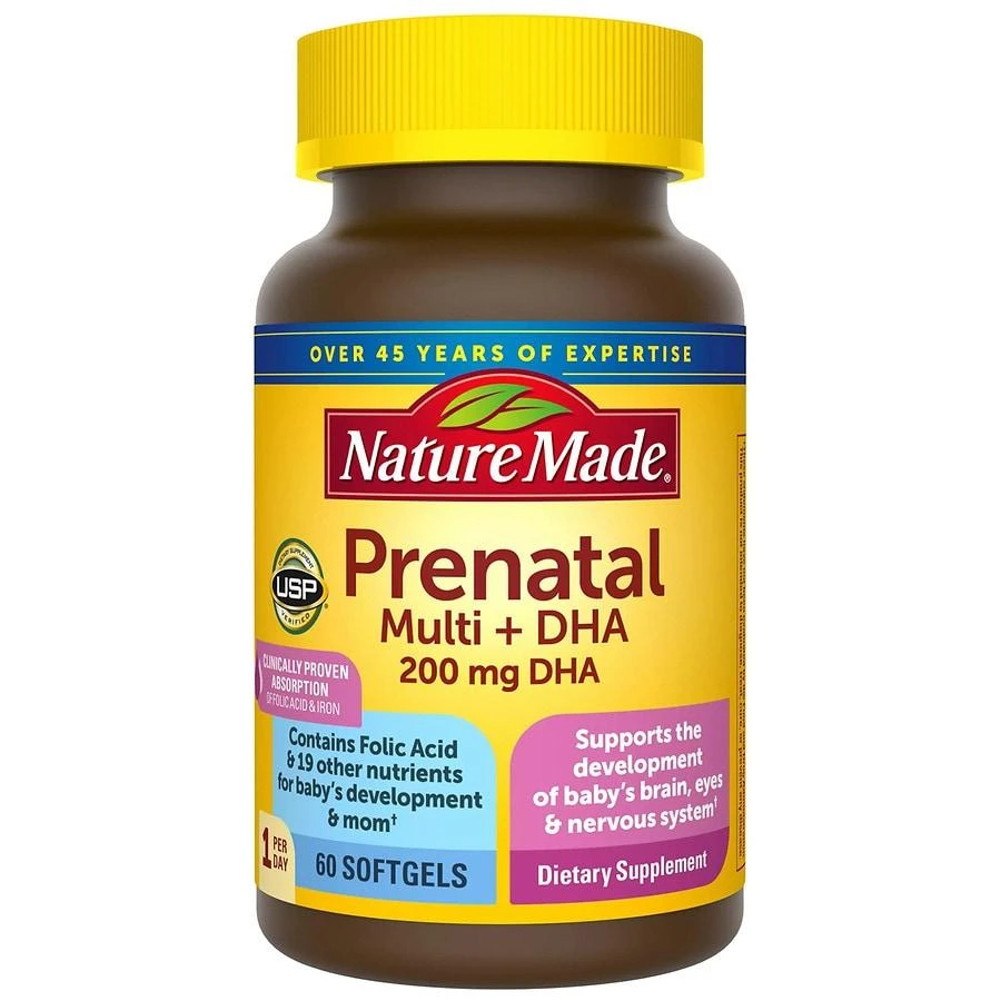 商品Nature Made|孕妇综合维生素(含DHA)软胶囊 60粒,价格¥252,第1张图片