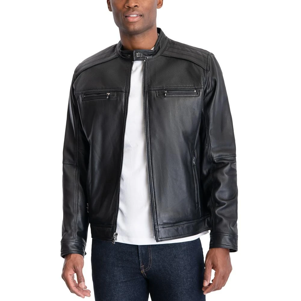 商品Michael Kors|Men's Perforated Leather Moto Jacket, Created for Macy's,价格¥2685,第1张图片