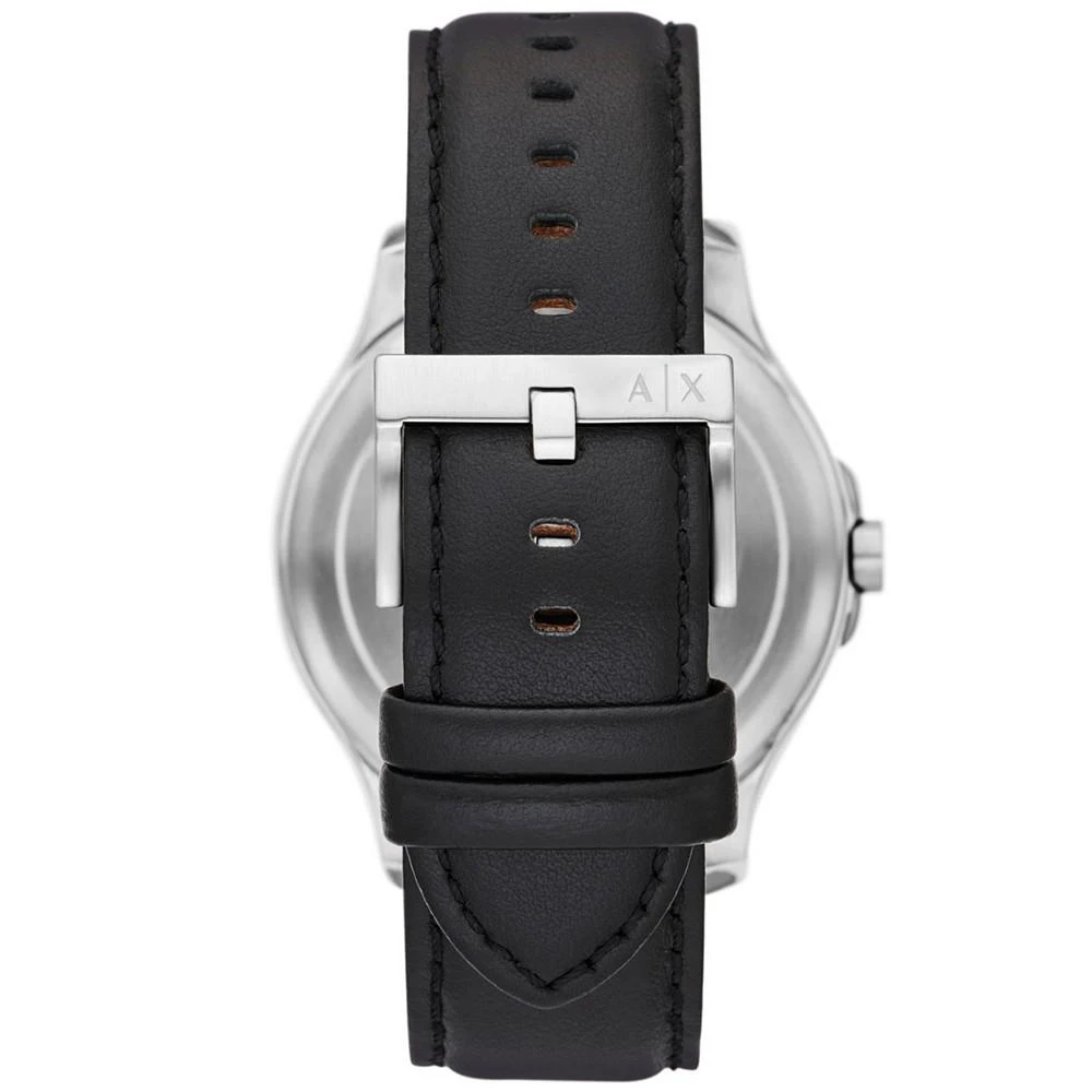 商品Armani Exchange|Men's Automatic Quartz Three-Hand Date Black Leather Strap Watch, 46mm,价格¥1290,第3张图片详细描述