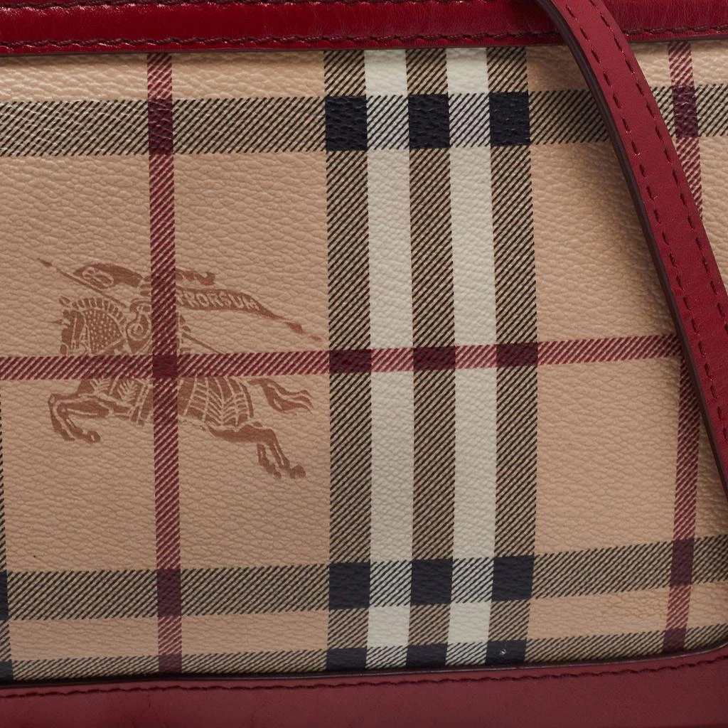 商品[二手商品] Burberry|Burberry Beige/Red Haymarket Check PVC And Leather Small Peyton Crossbody Bag,价格¥2490,第5张图片详细描述