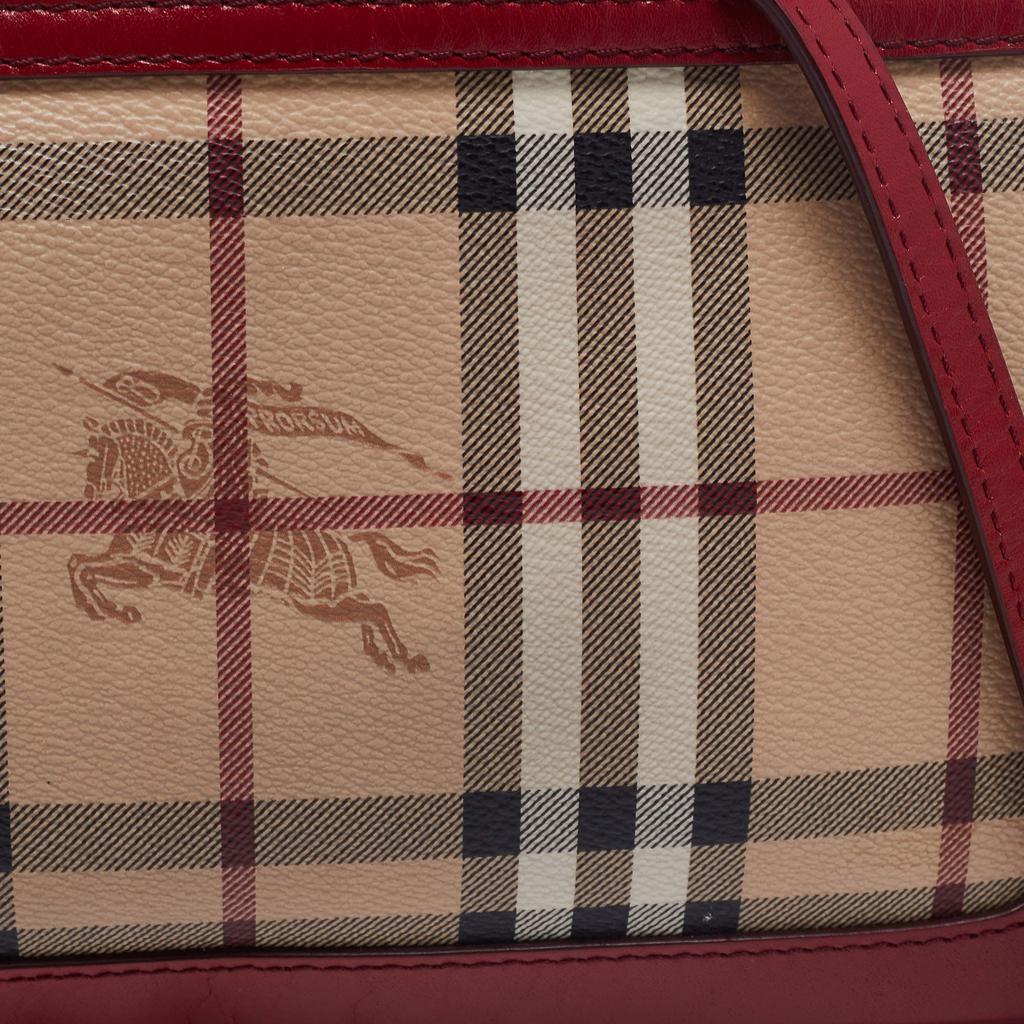 商品[二手商品] Burberry|Burberry Beige/Red Haymarket Check PVC And Leather Small Peyton Crossbody Bag,价格¥2439,第7张图片详细描述