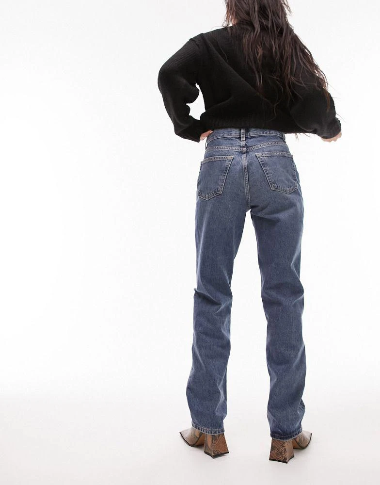 商品Topshop|Topshop Dad jeans with thigh and side rip in mid blue,价格¥195,第5张图片详细描述