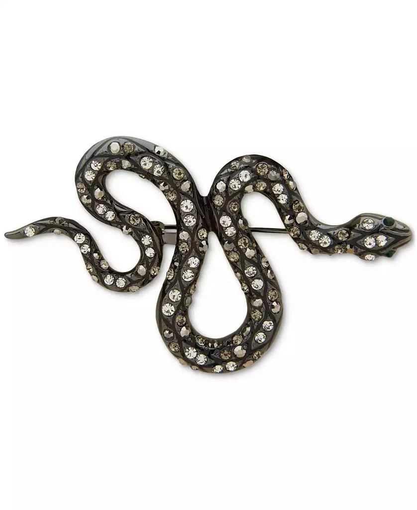 商品Anne Klein|Hematite-Tone Grayscale Crystal & Black Enamel Snake Pin,价格¥127,第1张图片