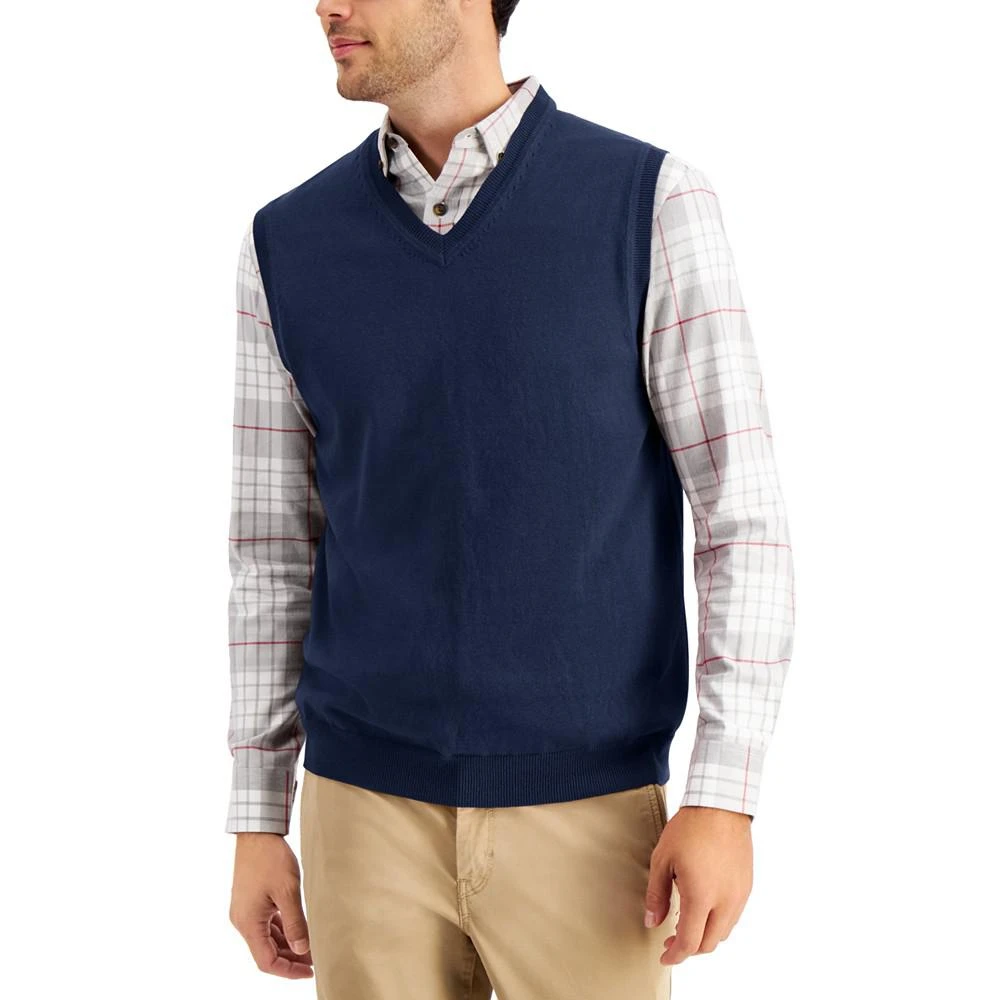 商品Club Room|Men's Solid V-Neck Sweater Vest, Created for Macy's,价格¥147,第1张图片详细描述