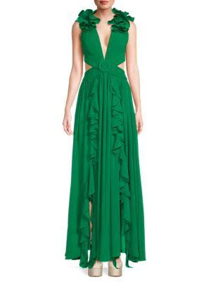 商品PatBO|Plunge Cutout Flutter Gown,价格¥2616,第1张图片