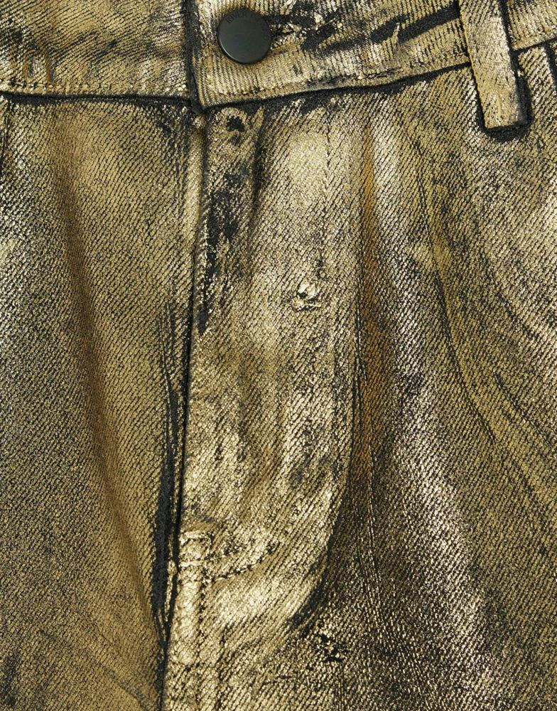 商品River Island|River Island Relaxed straight coated jeans in gold,价格¥524,第4张图片详细描述