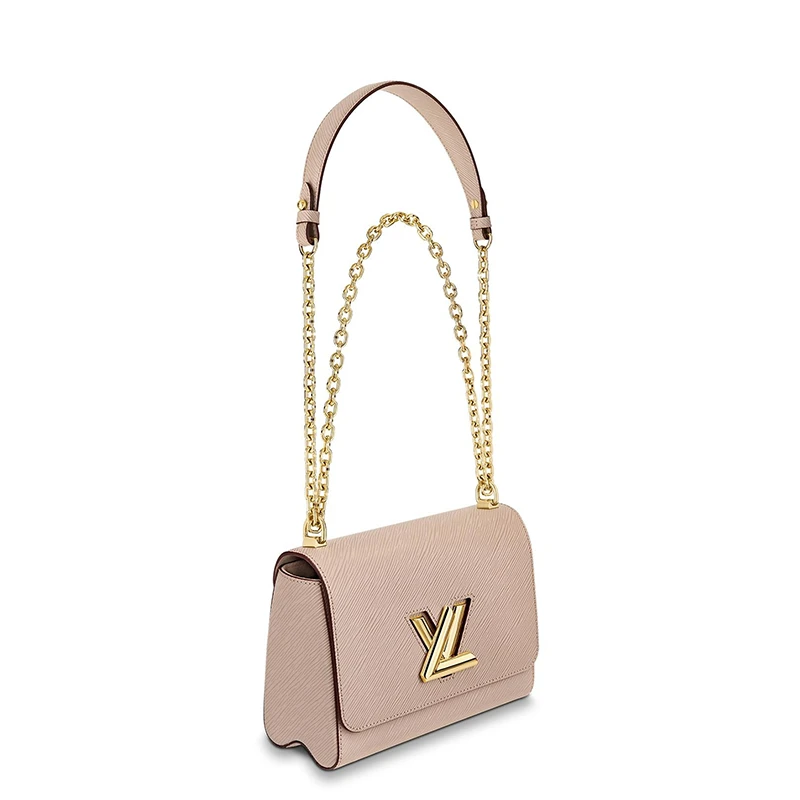 预售10天 Louis Vuitton/路易威登 经典款TWIST系列 女士中号卵石灰水波纹牛皮革旋转徽标金扣翻盖开合单肩斜挎链条包M53754 商品