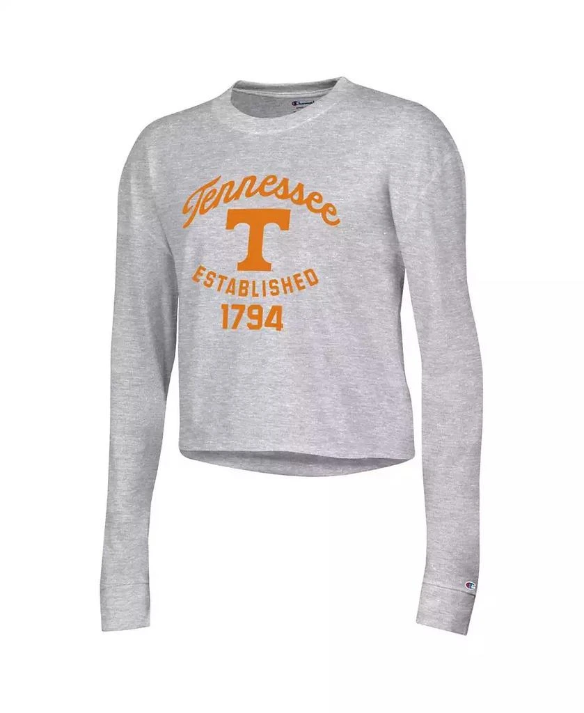 商品CHAMPION|Women's Gray Tennessee Volunteers Boyfriend Cropped Long Sleeve T-shirt,价格¥262,第2张图片详细描述