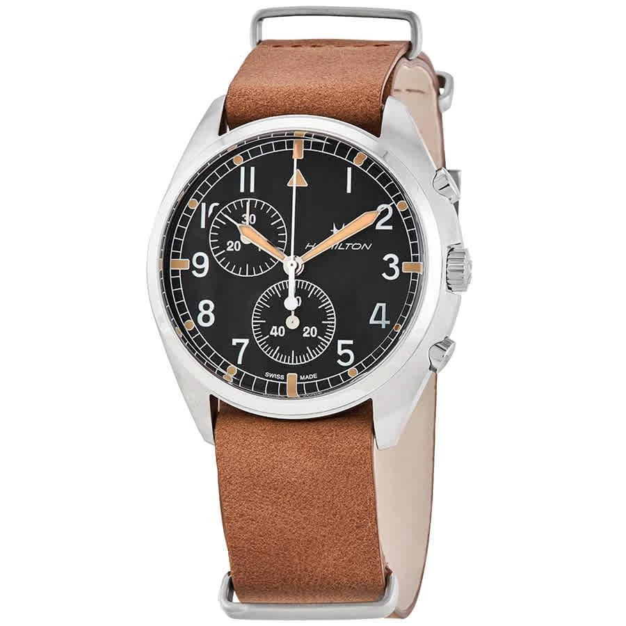 商品Hamilton|Khaki Pilot Pioneer Chronograph Quartz Black Dial Men's Watch H76522531,价格¥3413,第1张图片