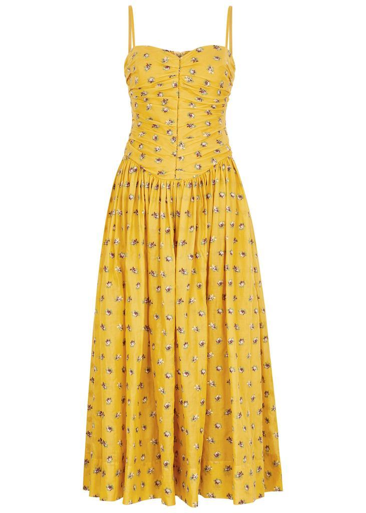 商品Tory Burch|Yellow floral-embroidered cotton dress,价格¥7821,第1张图片