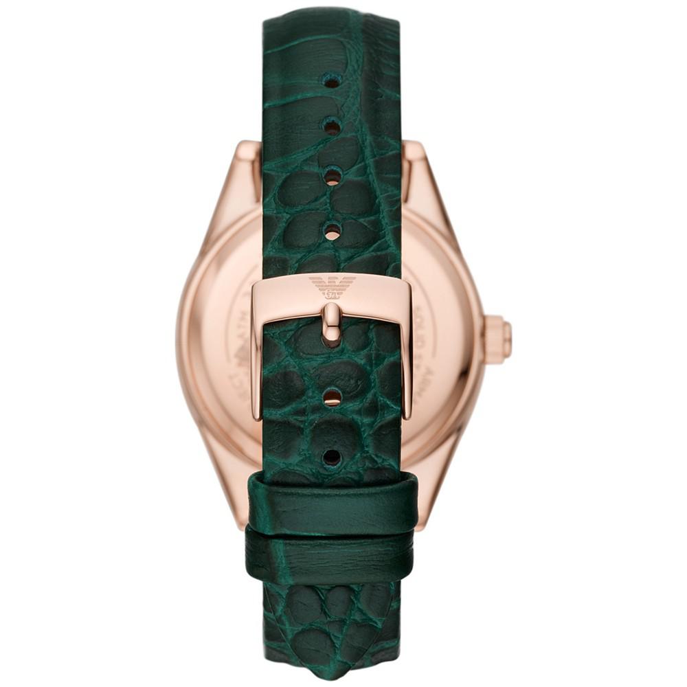 Women's Green Leather Strap Watch 36mm商品第3张图片规格展示