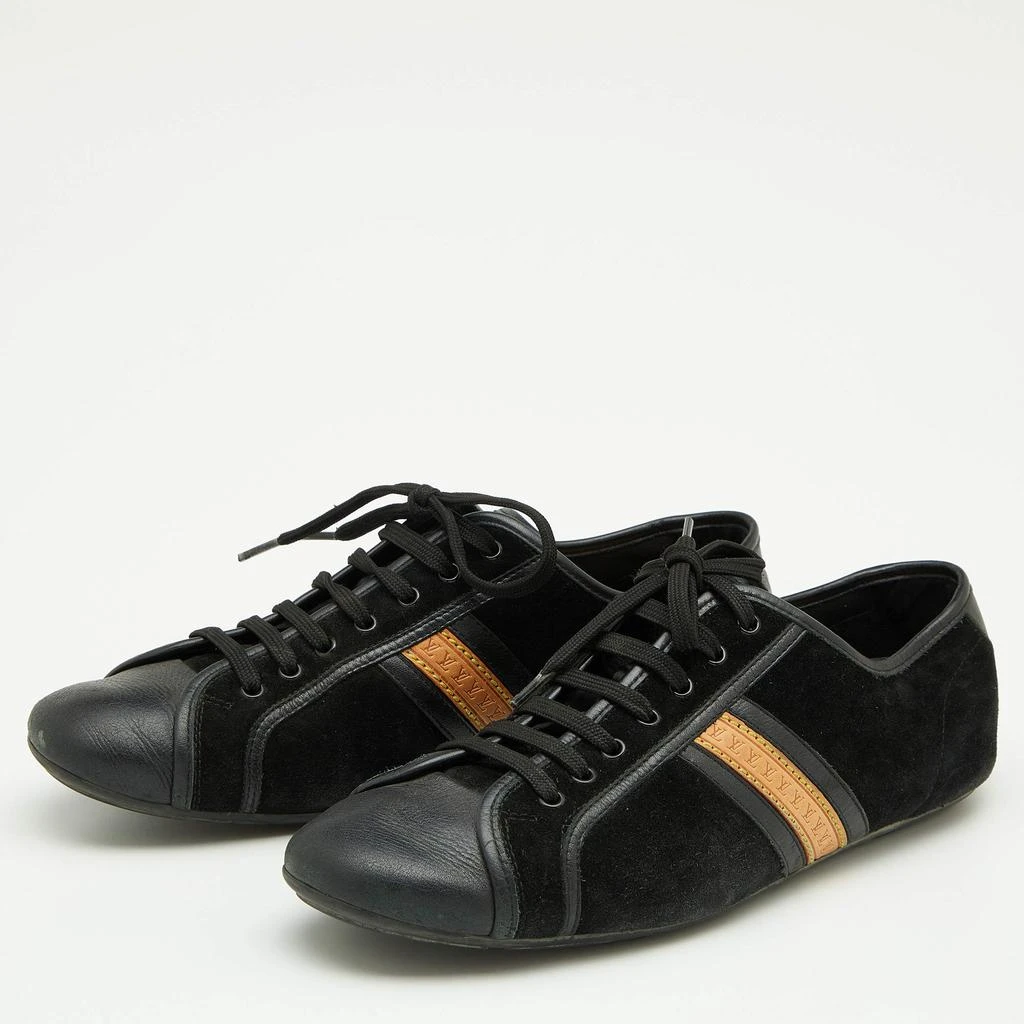 商品[二手商品] Louis Vuitton|Louis Vuitton Black Leather And Suede Low Top Sneakers Size 38.5,价格¥2245,第2张图片详细描述