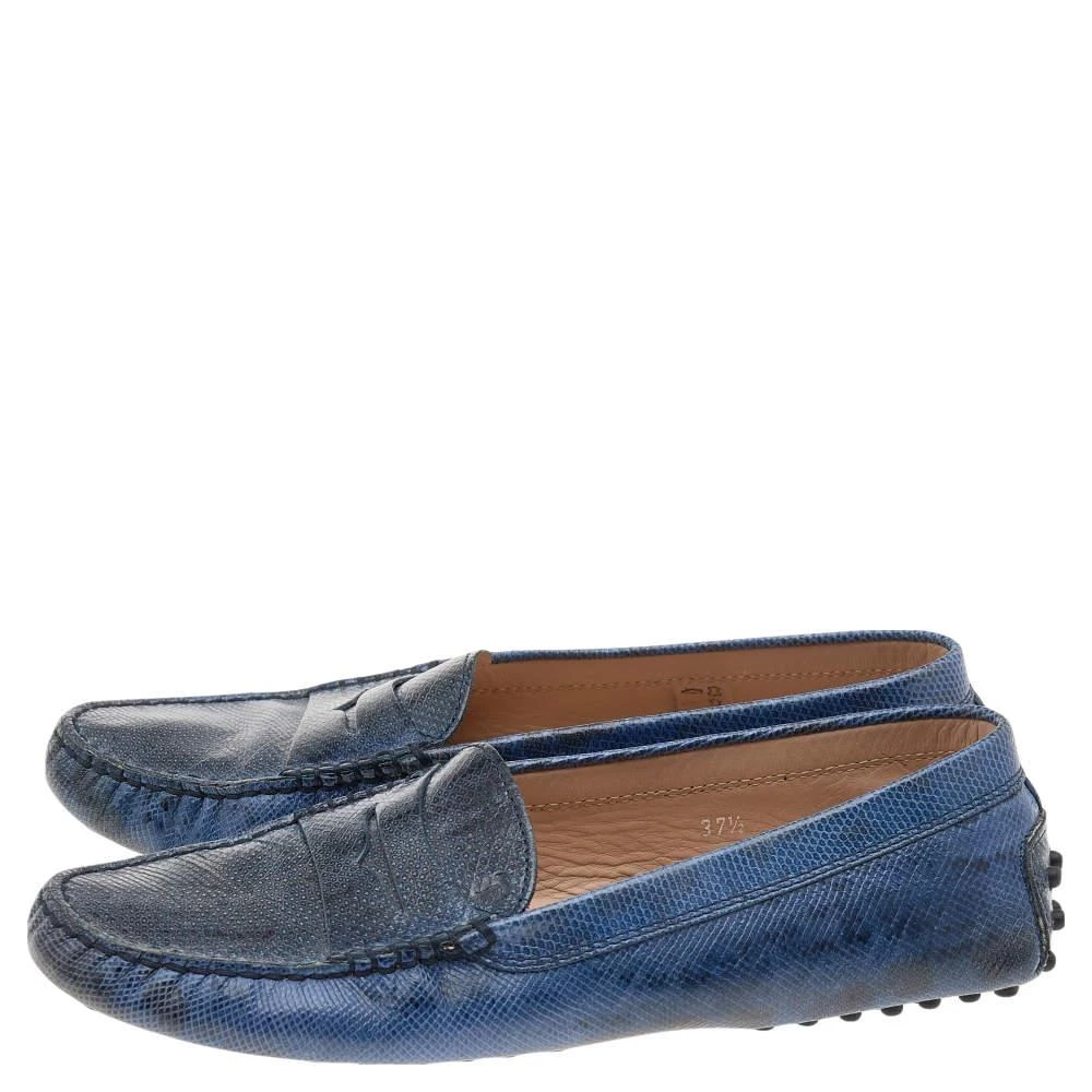 商品[二手商品] Tod's|Tod's Blue Karung Gommino Slip On Loafers Size 37.5,价格¥1442,第4张图片详细描述